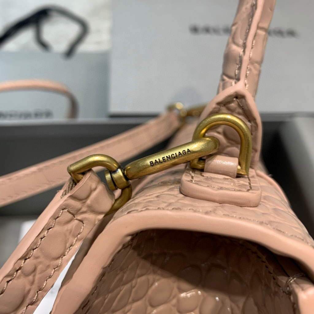 Balenciaga 593546 Harglass Small Top Many Crocodile Bolsa Pink-4