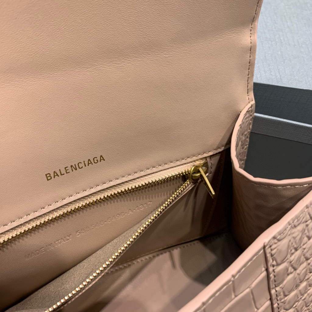 Balenciaga 593546 Harglass Small Top Many Crocodile Bolsa Pink-6
