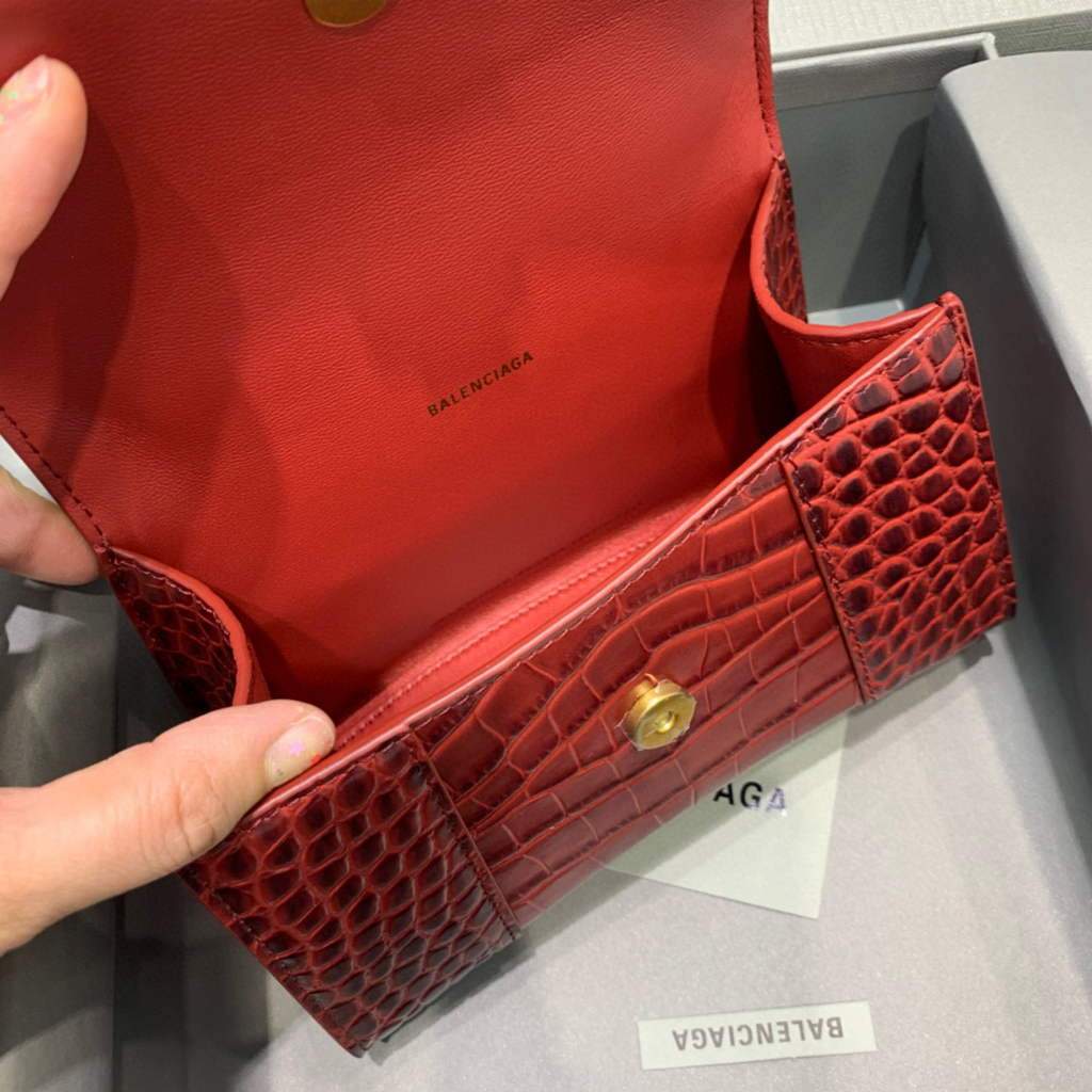 Balenciaga 592833 Hourglass XS Tople Bolsa Red-4