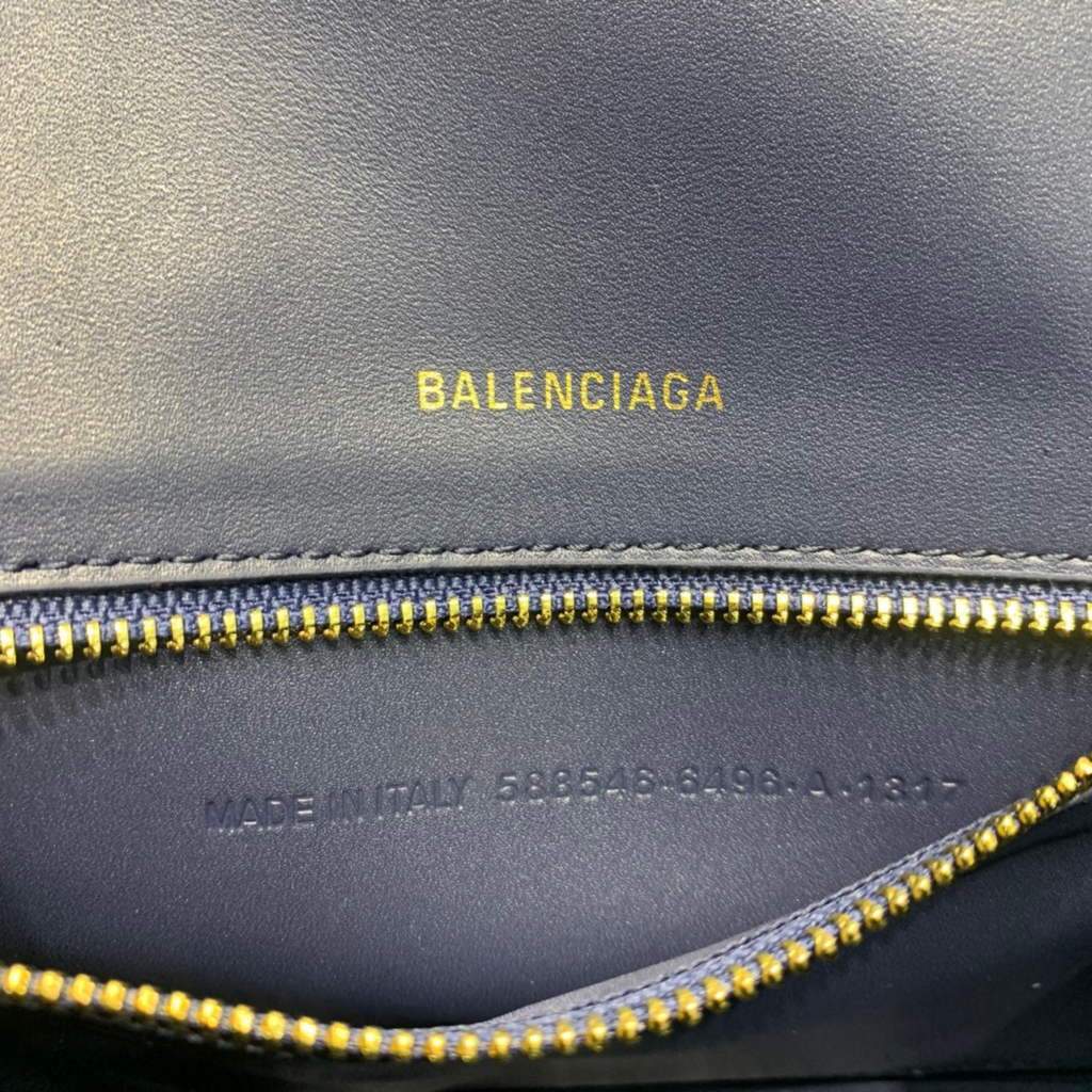 Balenciaga 593546 Hourglass Small Top Many Crocodile Bolsa Navy Blue-6