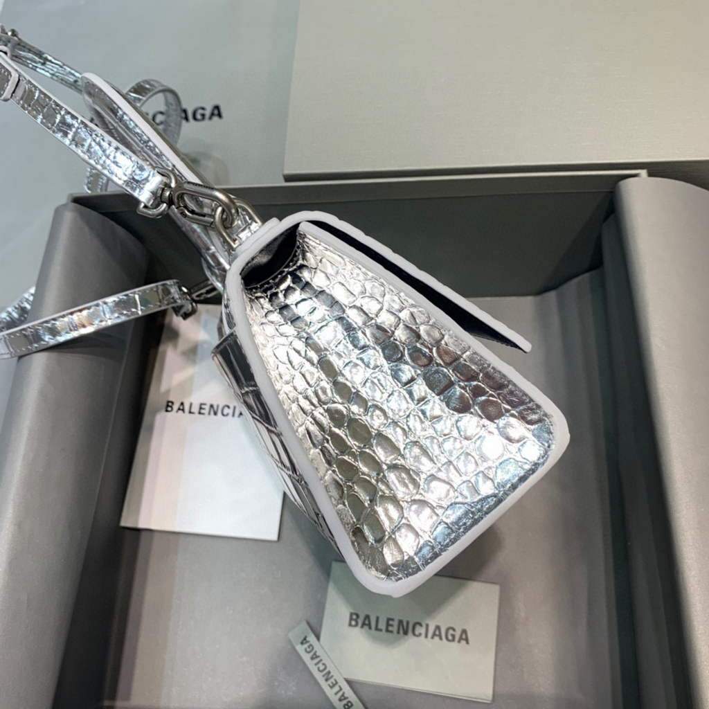 Balenciaga 592833 Harnglass XS Tople Bolsa Silver Silver-1