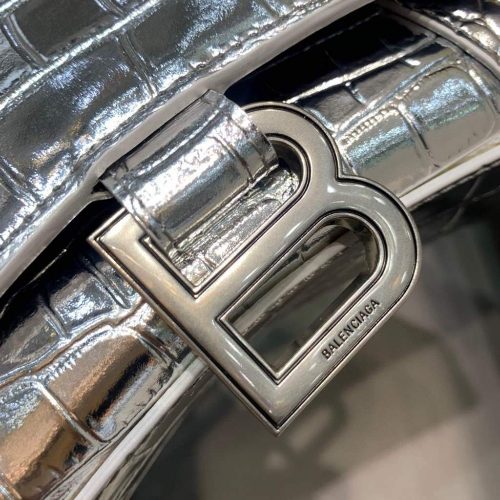 Balenciaga 592833 Harnglass XS Tople Bolsa Silver Silver-3