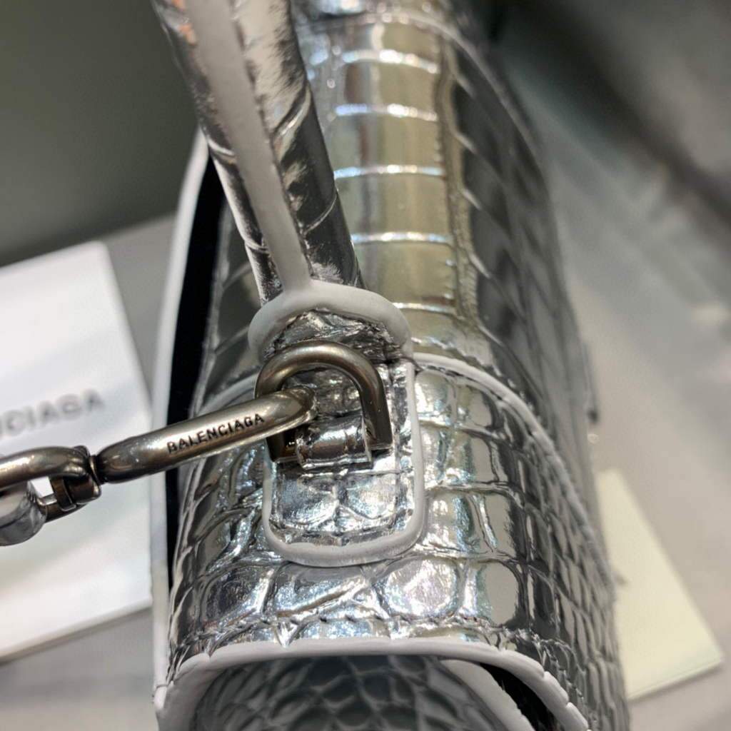 Balenciaga 592833 Harnglass XS Tople Bolsa Silver Silver-4