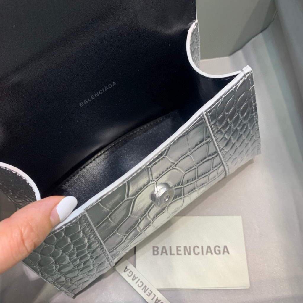 Balenciaga 592833 Harnglass XS Tople Bolsa Silver Silver-5