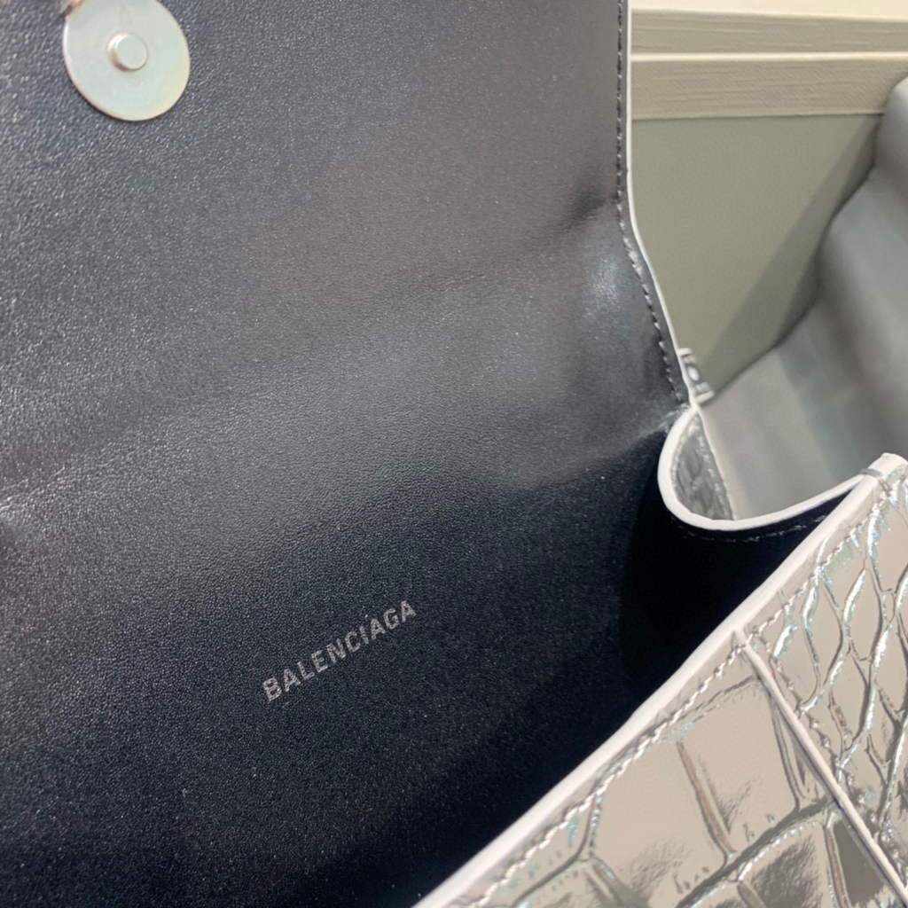 Balenciaga 592833 Harnglass XS Tople Bolsa Silver Silver-6