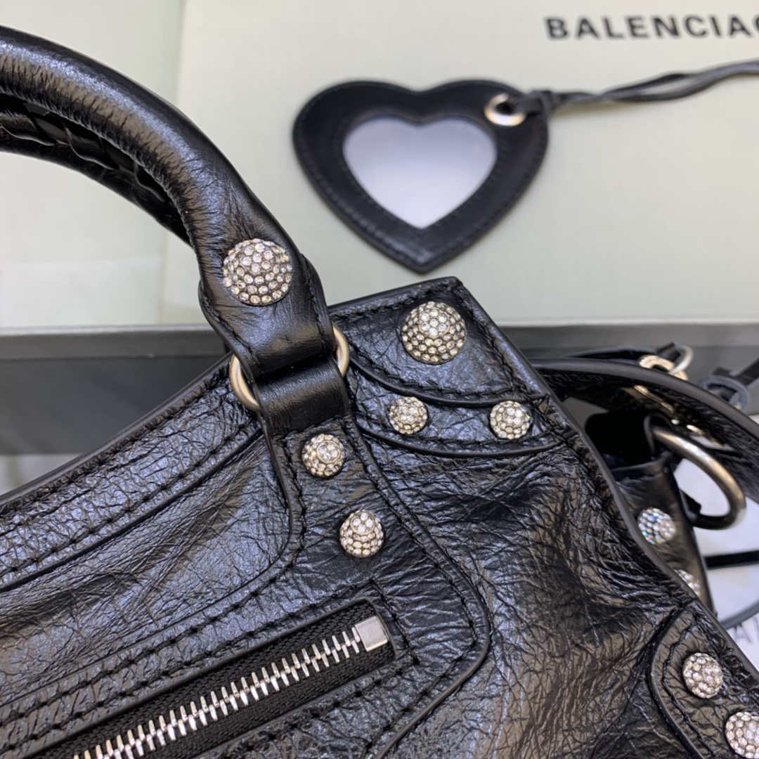 Balenciaga 700940210b Neo Cagole City HandBolsa en Black Arena Lambsker-3