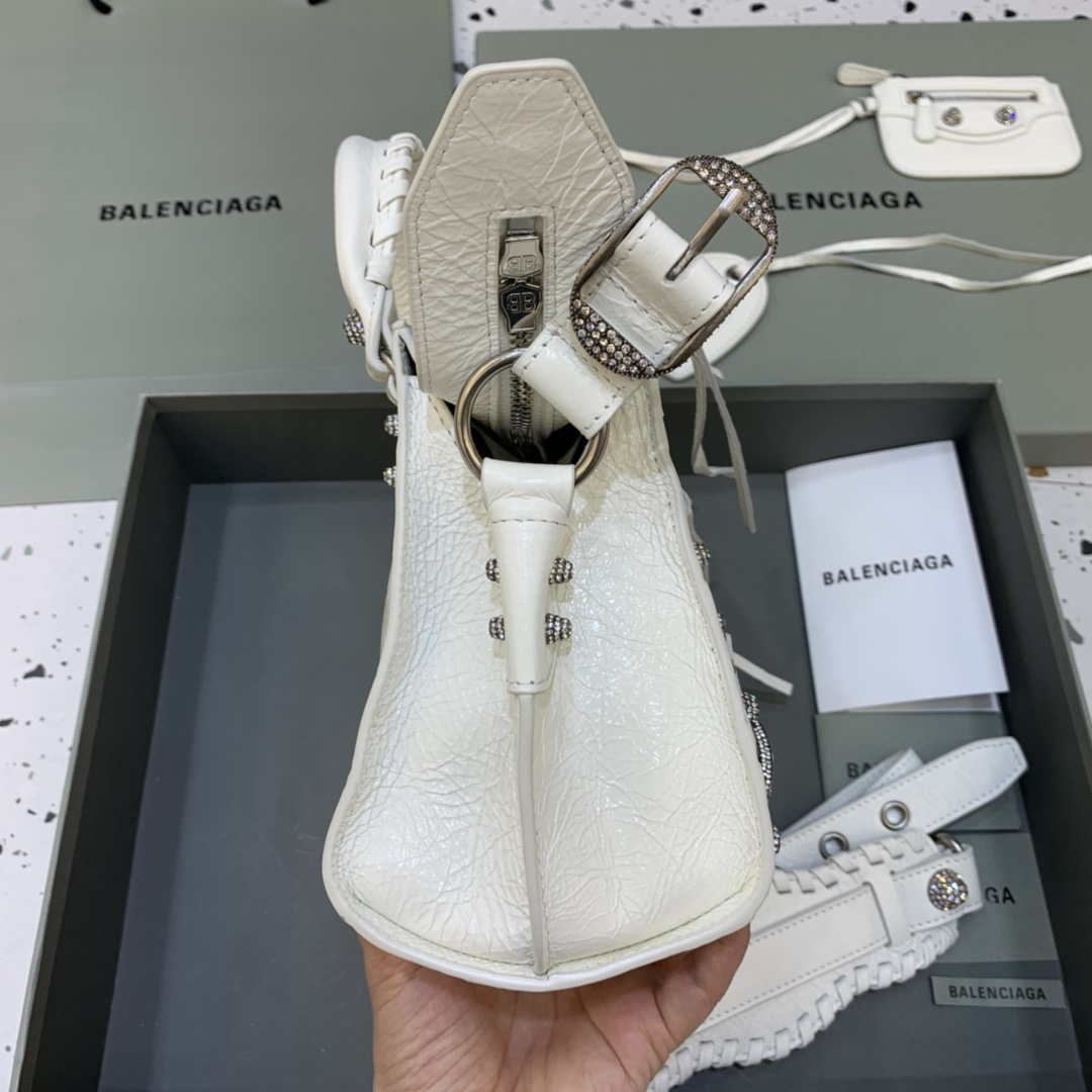 Balenciaga 700940210B bolso de la ciudad de Cagole Cagole en White Arena Lambsker-1