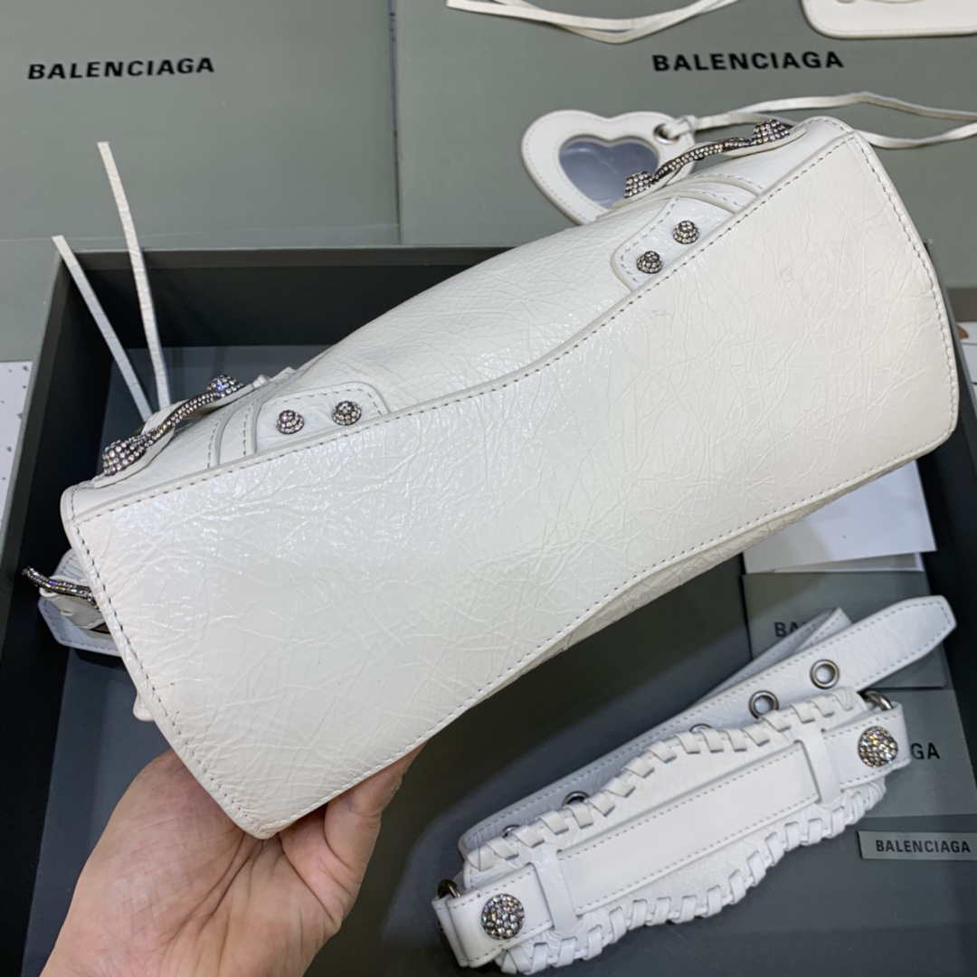 Balenciaga 700940210B bolso de la ciudad de Cagole Cagole en White Arena Lambsker-2