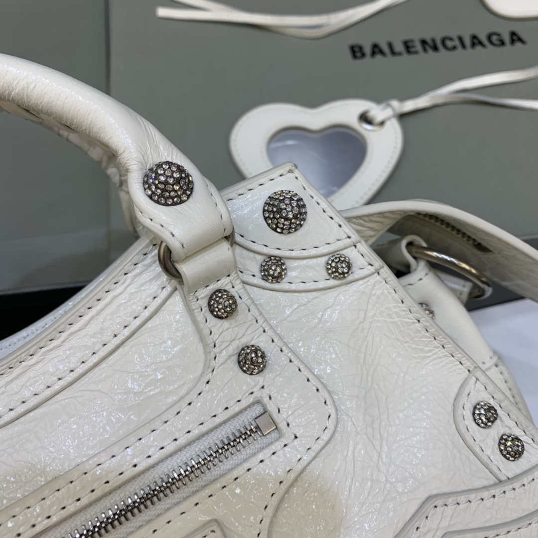 Balenciaga 700940210B bolso de la ciudad de Cagole Cagole en White Arena Lambsker-3