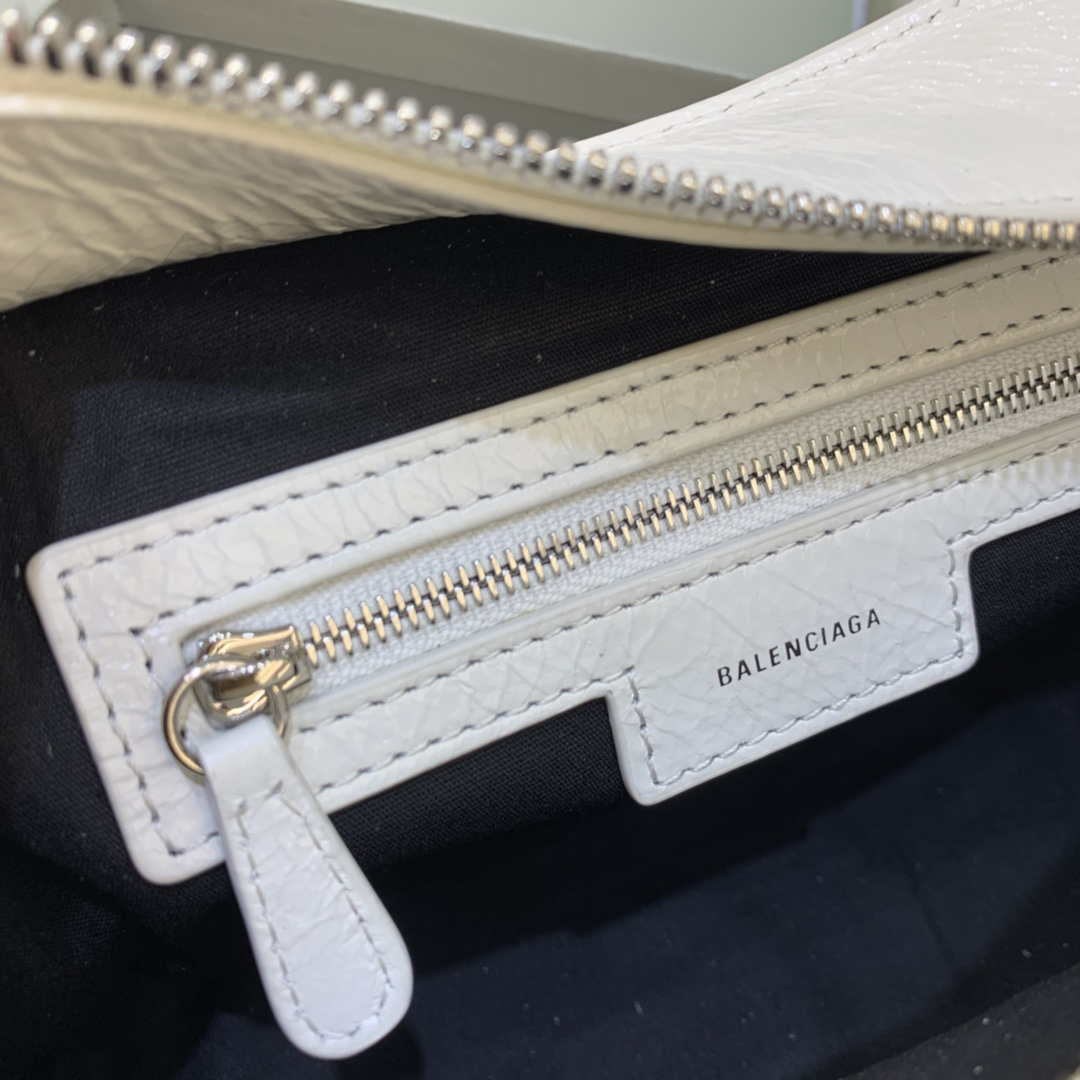 Balenciaga 700940210B bolso de la ciudad de Cagole Cagole en White Arena Lambsker-5