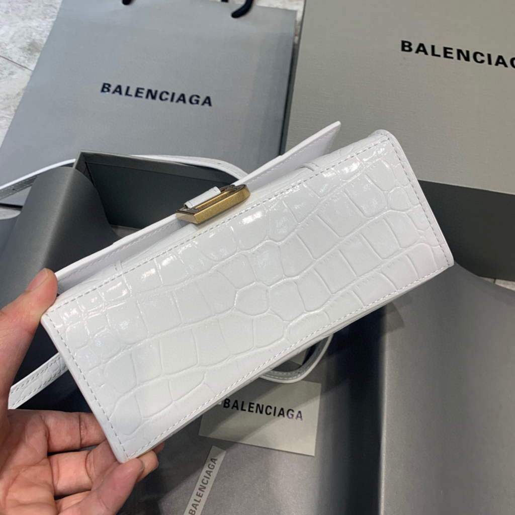 Balenciaga 592833 Hourglass XS Bolsa de mango superior Oro blanco-2