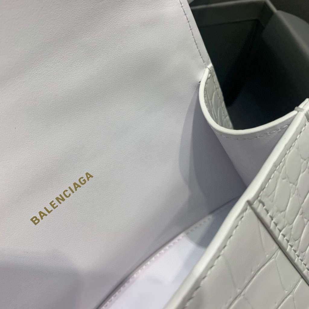 Balenciaga 592833 Hourglass XS Bolsa de mango superior Oro blanco-5