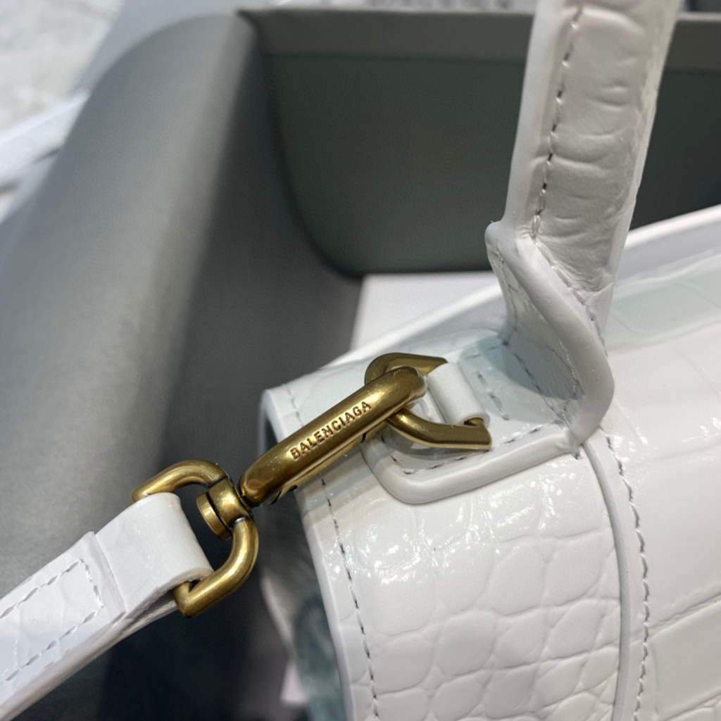 Balenciaga 592833 Hourglass XS Bolsa de mango superior Oro blanco-6