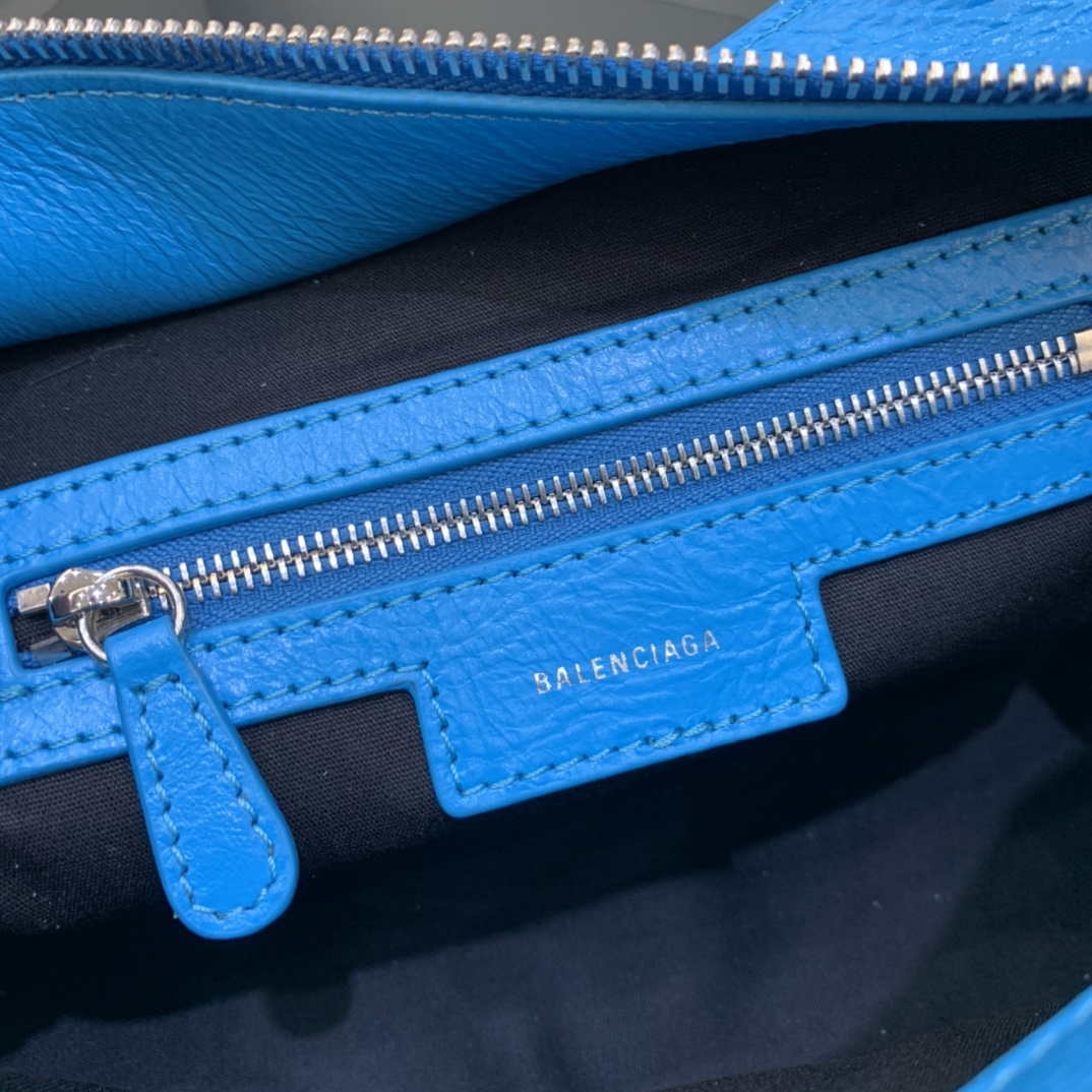 Balenciaga 700940210b Bolso de la ciudad de Neo Cagole en la piel de cordero de Sky Blue Arena-5