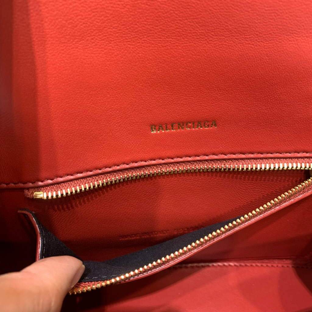 Balenciaga 593546 Hourglass Small Top Many Crocodile Bolsa Red-6