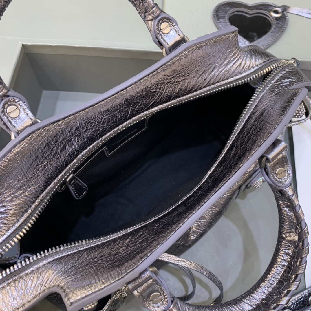 Balenciaga 700940210b bolso de la ciudad de Neo Cagole en Sliver Grey Arena Lambsker-4