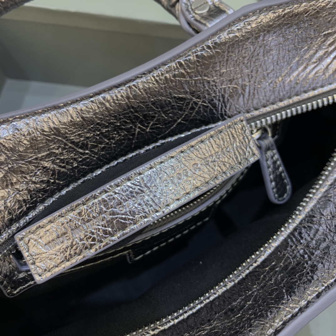 Balenciaga 700940210b bolso de la ciudad de Neo Cagole en Sliver Grey Arena Lambsker-6