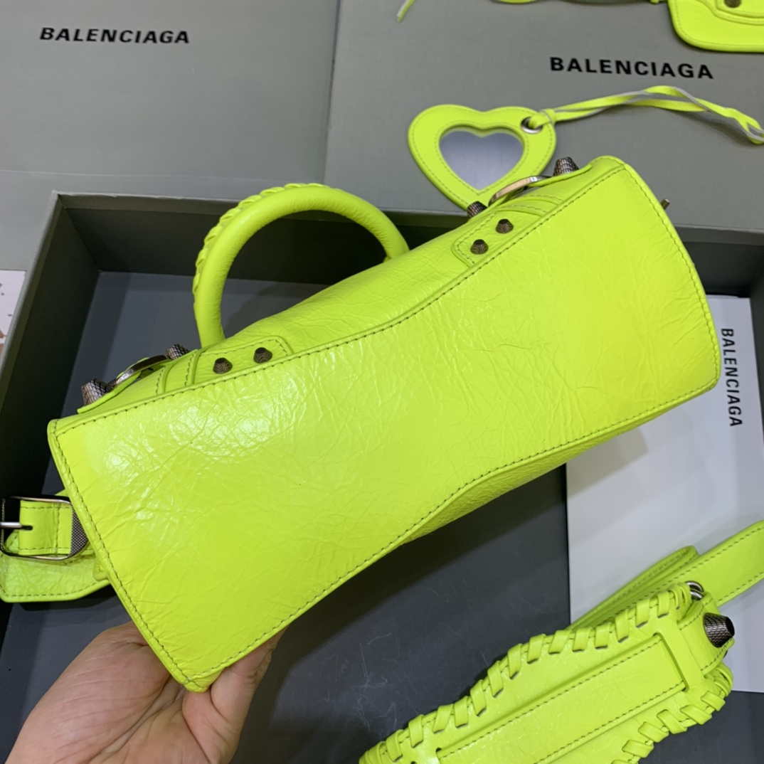 Balenciaga 700940210b bolso de la ciudad de Neo Cagole en Lemon Yellow Arena Lambsker-2