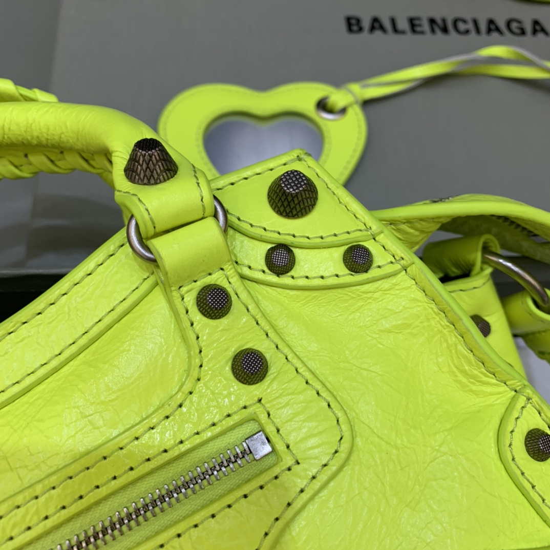 Balenciaga 700940210b bolso de la ciudad de Neo Cagole en Lemon Yellow Arena Lambsker-3