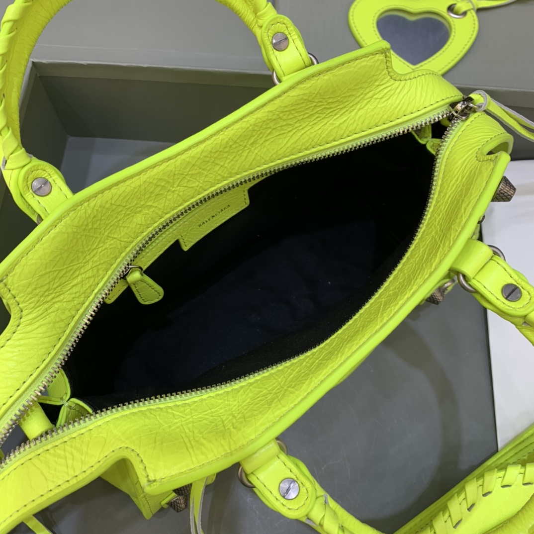 Balenciaga 700940210b bolso de la ciudad de Neo Cagole en Lemon Yellow Arena Lambsker-4