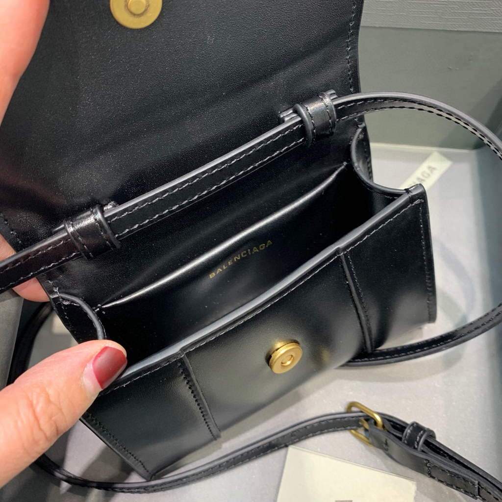 Balenciaga 664676 Harglass Mini Top Many Bolsa Black Gold-4
