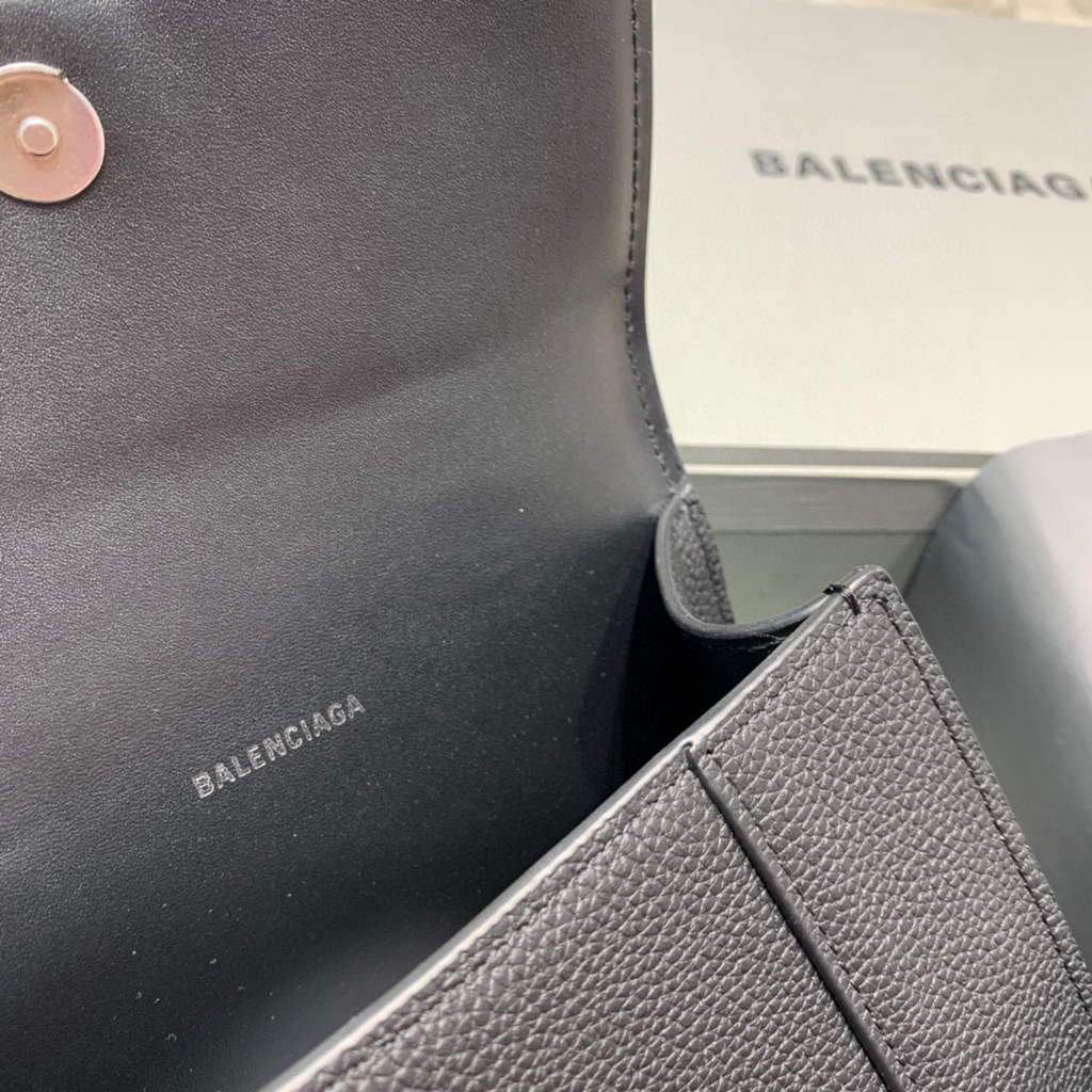 Balenciaga 592833 Hourglass XS Manija superior Bolso de cuero Negro-6