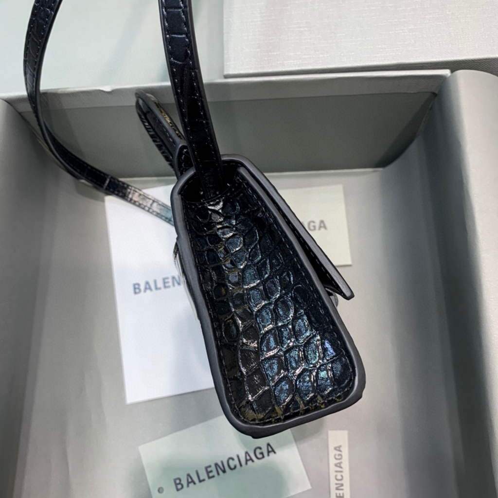 Balenciaga 664676 Harglass Mini Top Many Crocodile Bolsa Negro-1