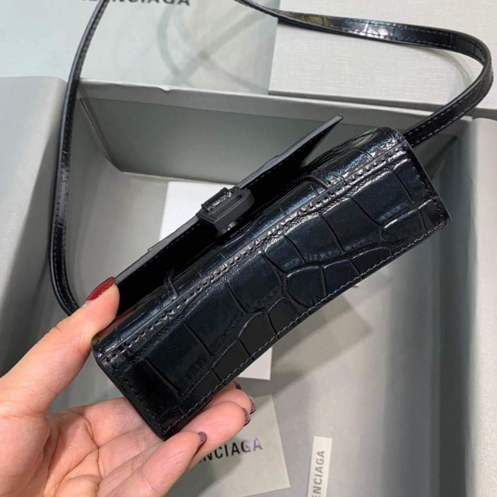 Balenciaga 664676 Harglass Mini Top Many Crocodile Bolsa Negro-2