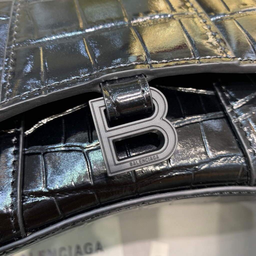 Balenciaga 664676 Harglass Mini Top Many Crocodile Bolsa Negro-3