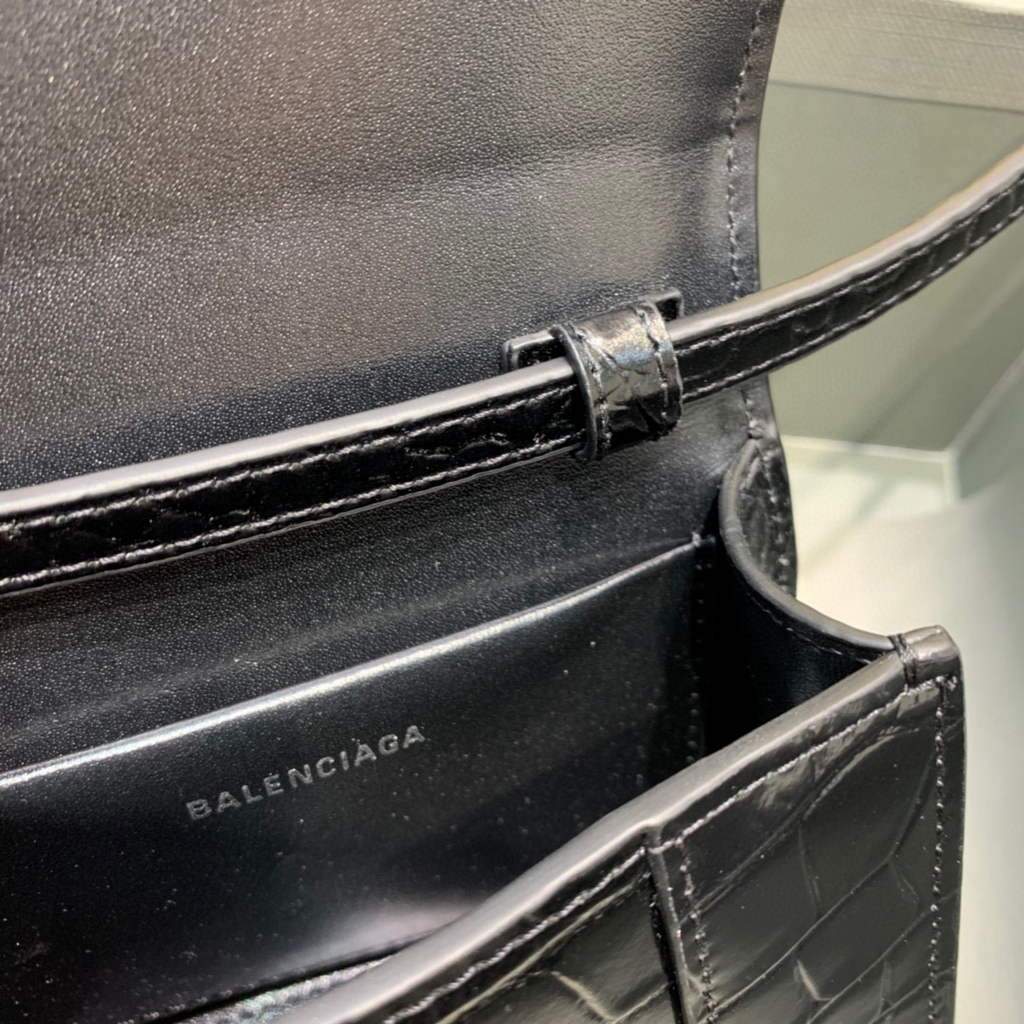 Balenciaga 664676 Harglass Mini Top Many Crocodile Bolsa Negro-5