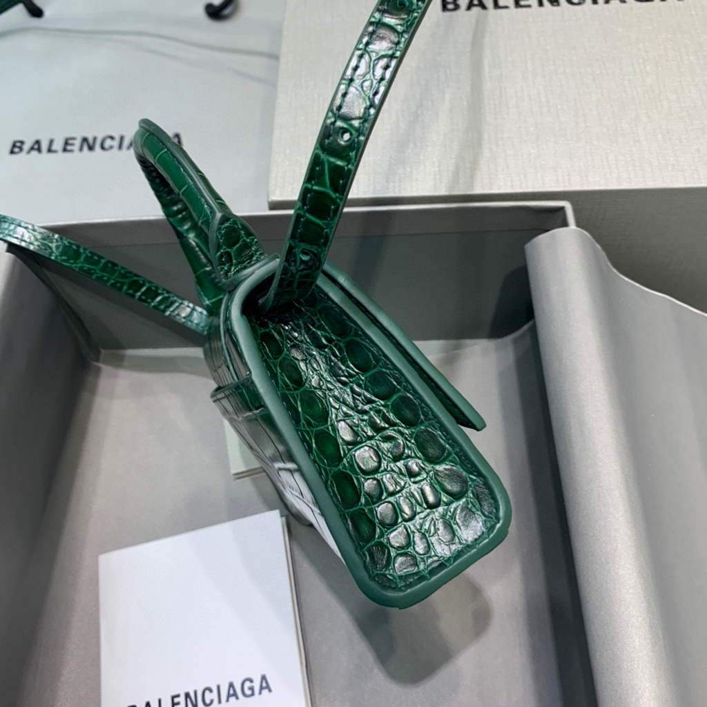 Balenciaga 664676 Harglass Mini Top Many Crocodile Bolsa Green-1
