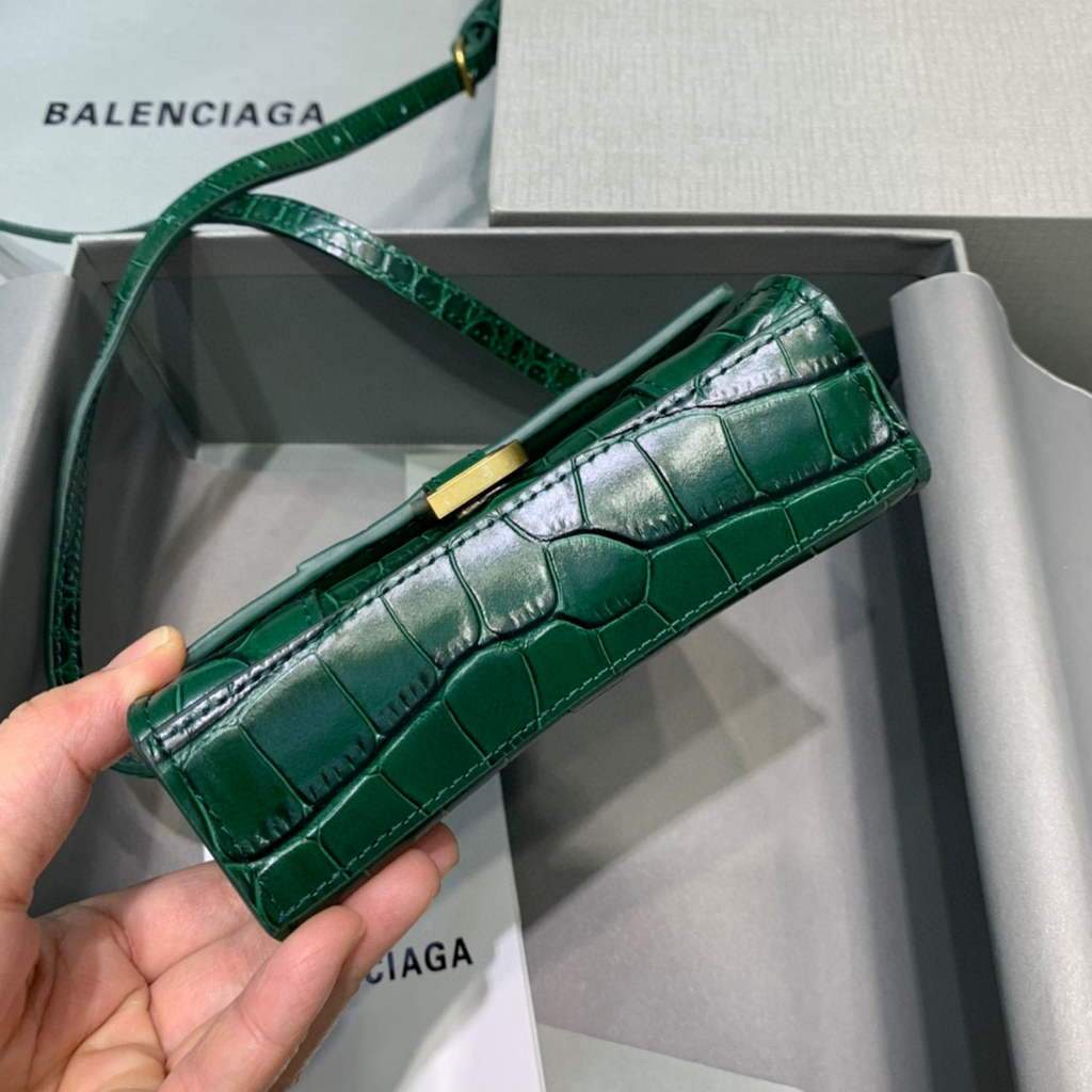 Balenciaga 664676 Harglass Mini Top Many Crocodile Bolsa Green-2