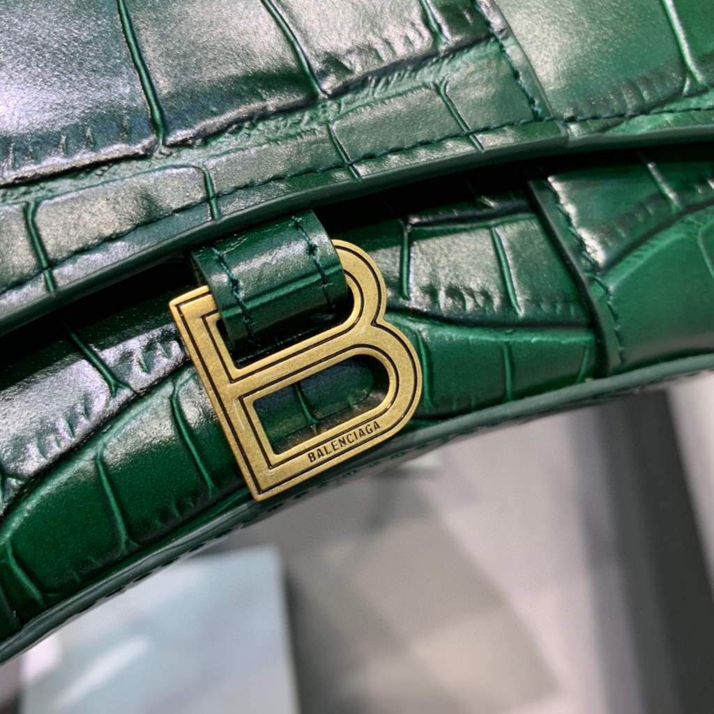 Balenciaga 664676 Harglass Mini Top Many Crocodile Bolsa Green-3