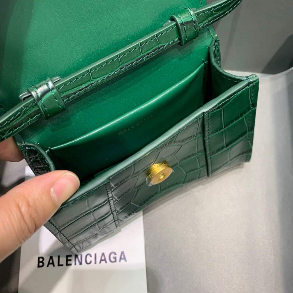 Balenciaga 664676 Harglass Mini Top Many Crocodile Bolsa Green-4