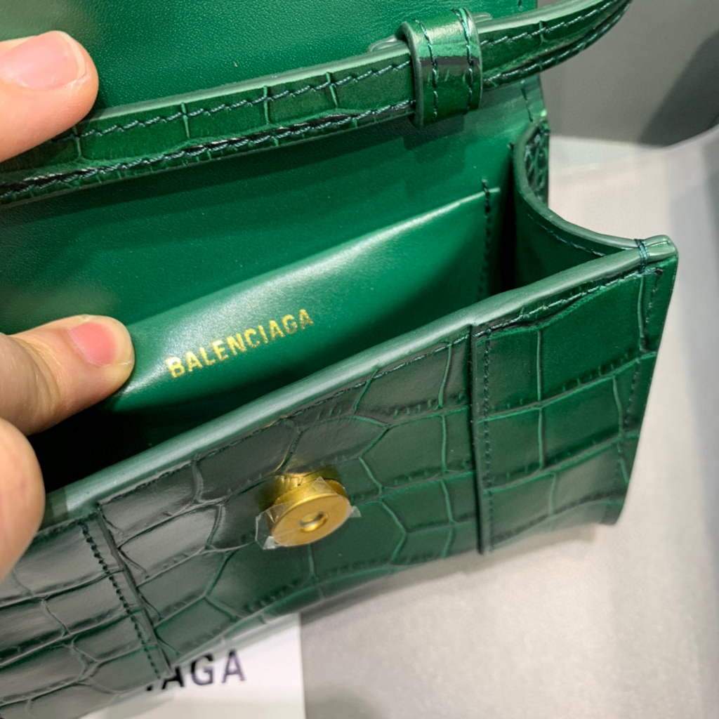 Balenciaga 664676 Harglass Mini Top Many Crocodile Bolsa Green-5