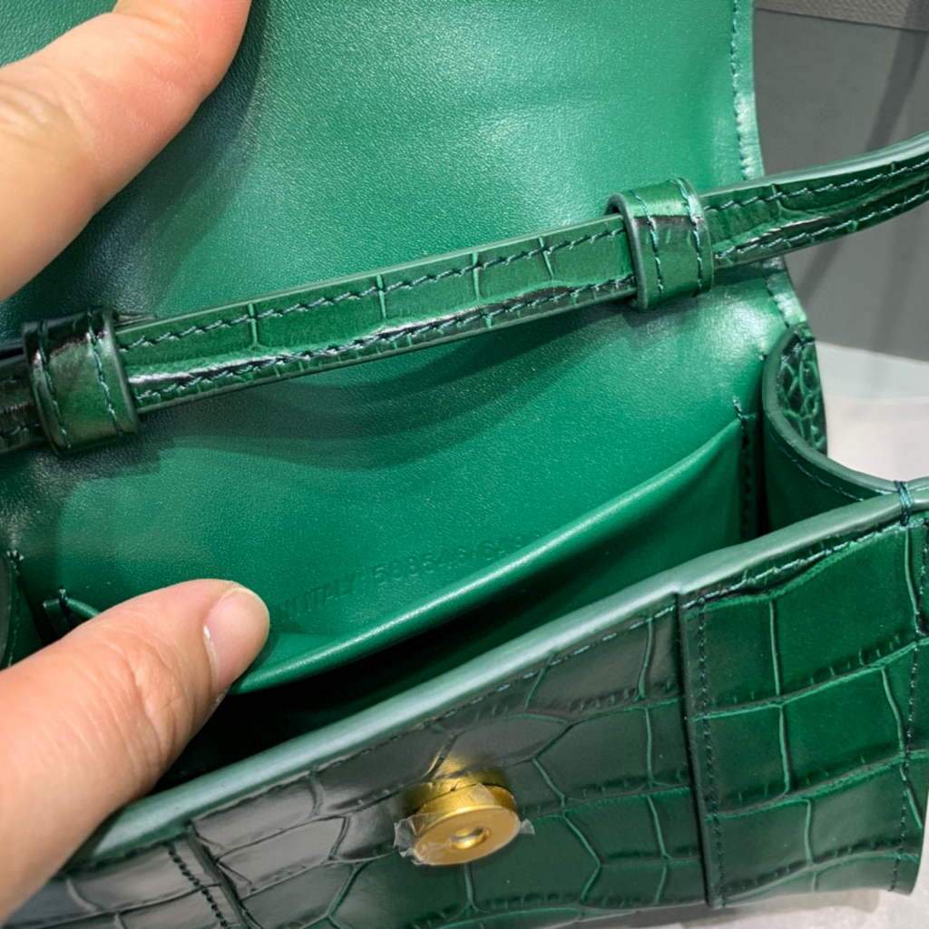 Balenciaga 664676 Harglass Mini Top Many Crocodile Bolsa Green-6