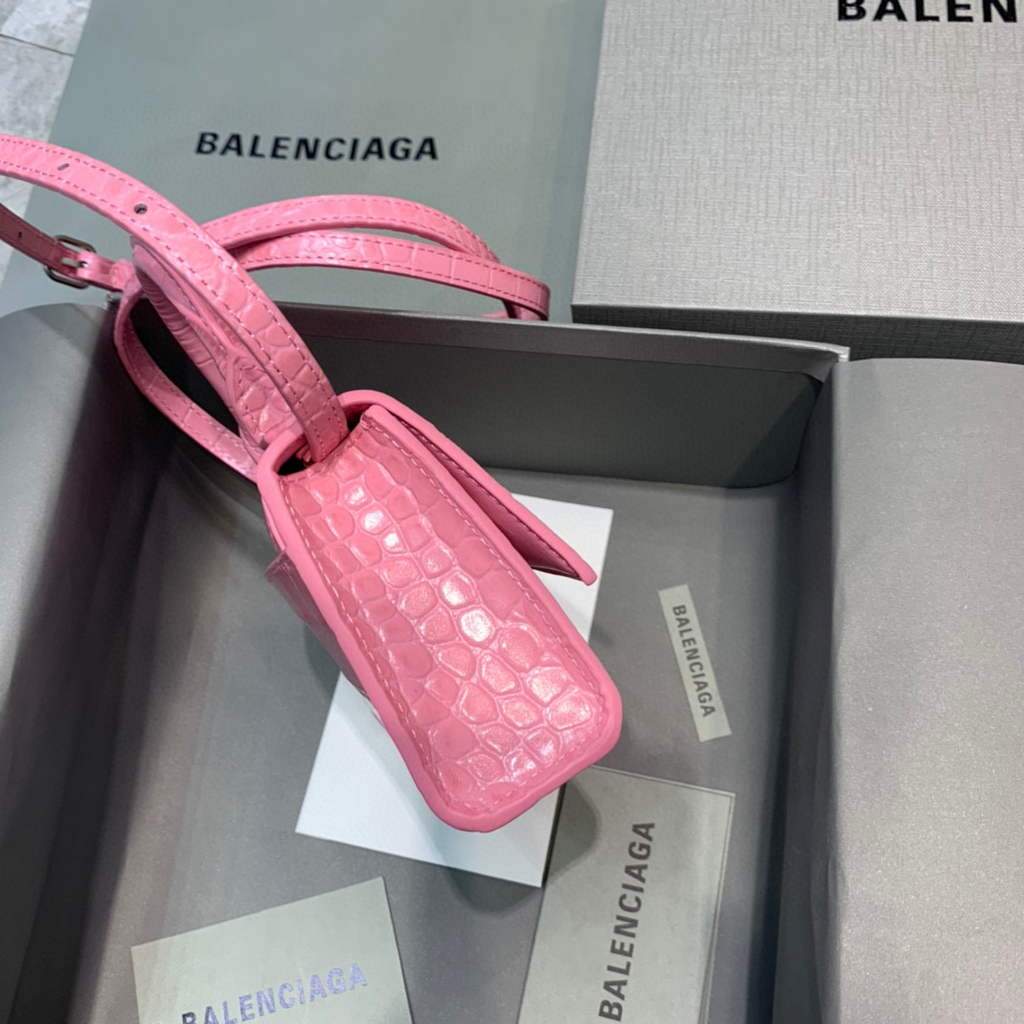Balenciaga 664676 Harglass Mini Top Many Crocodile Bolsa Pink-1