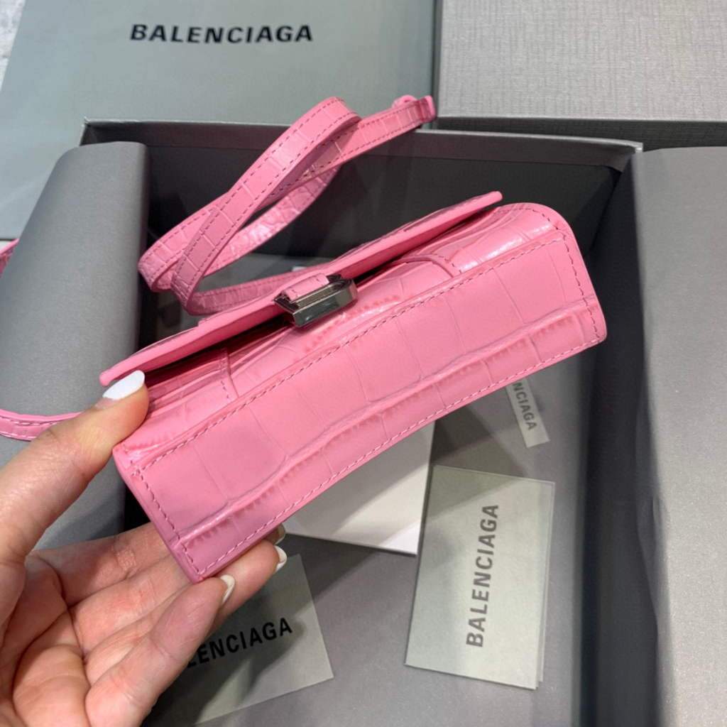 Balenciaga 664676 Harglass Mini Top Many Crocodile Bolsa Pink-2