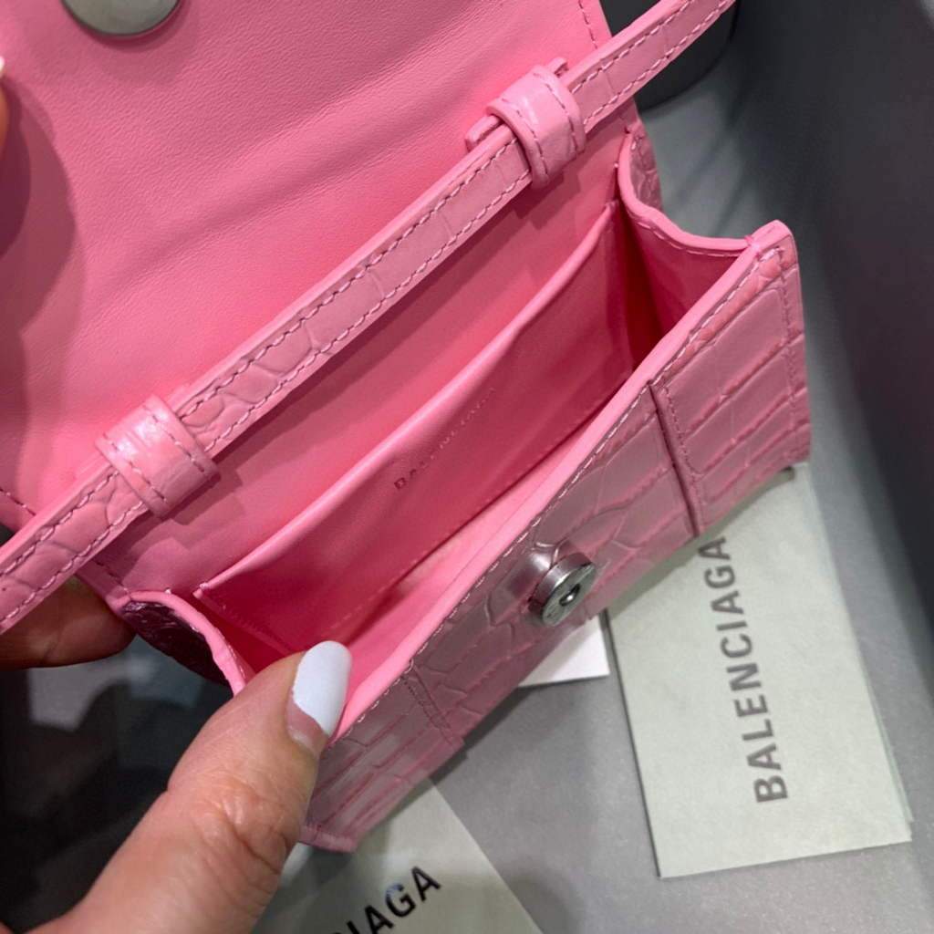 Balenciaga 664676 Harglass Mini Top Many Crocodile Bolsa Pink-4