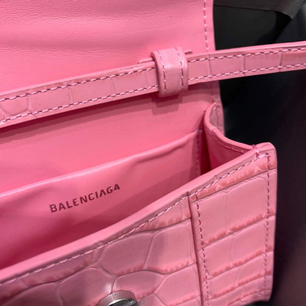 Balenciaga 664676 Harglass Mini Top Many Crocodile Bolsa Pink-5