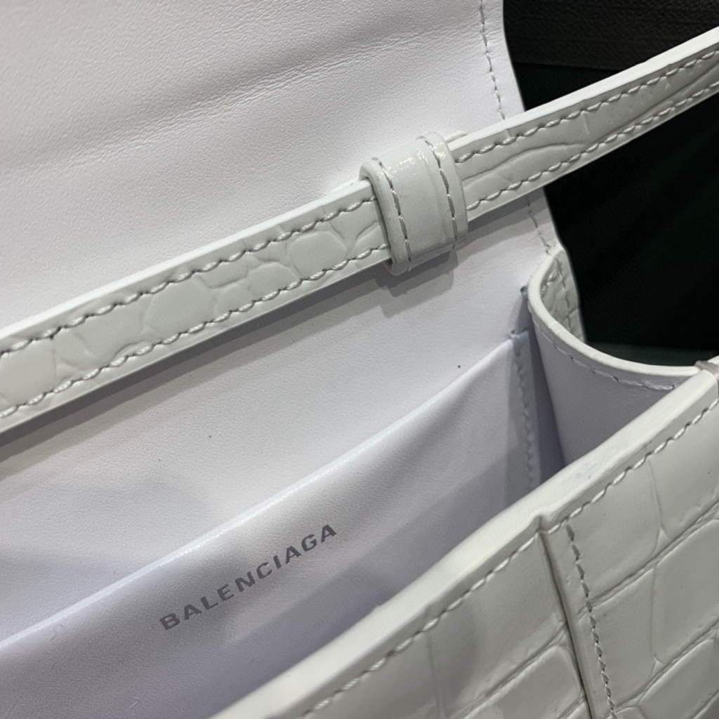 Balenciaga 664676 Harglass Mini Mango superior Crocodile Bolsa White-5