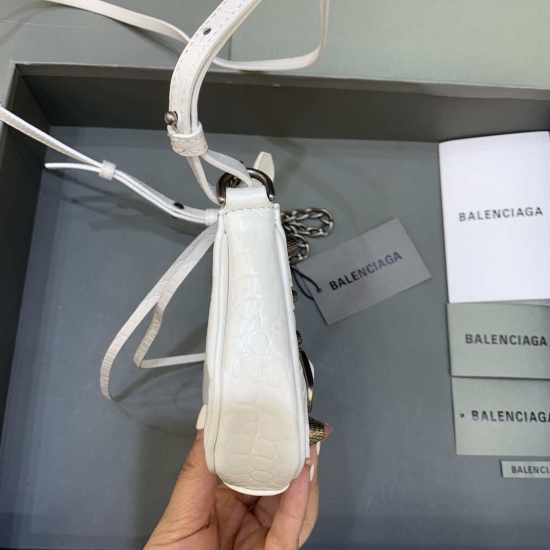 Balenciaga 6940271vg9 le Cagole Mini multipouch en cocodrilo blanco-1