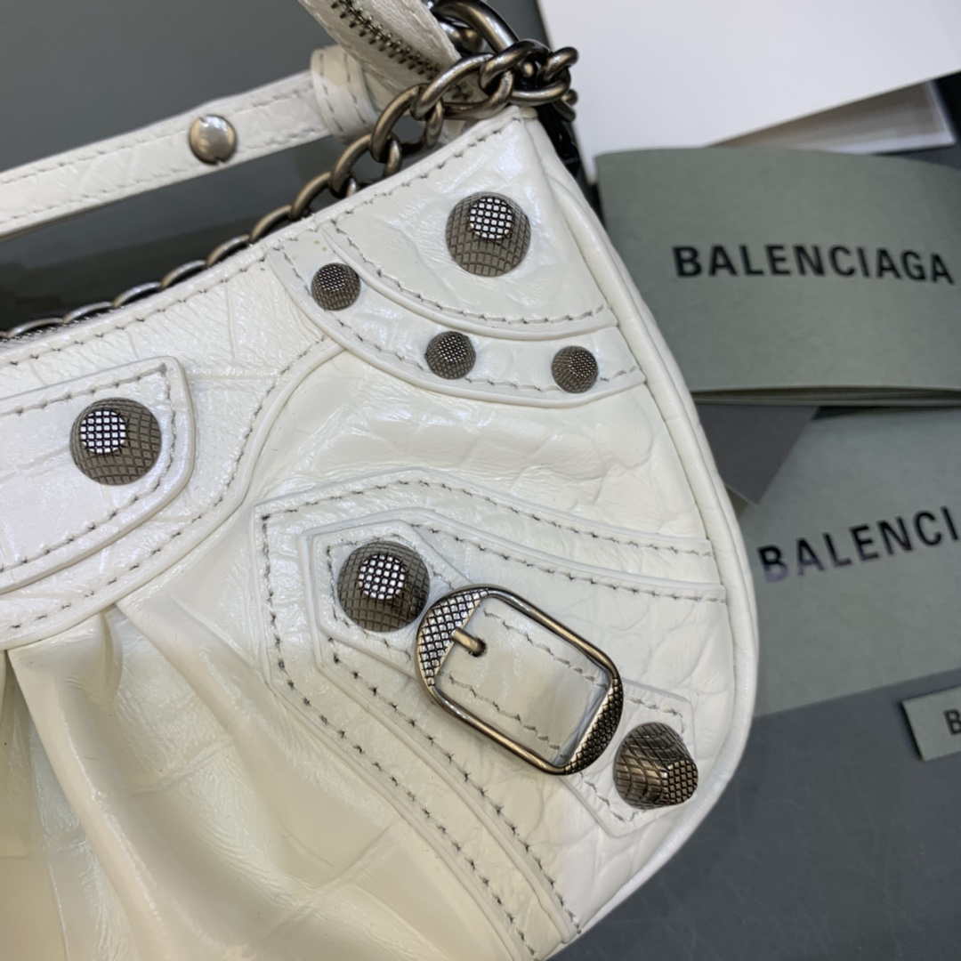 Balenciaga 6940271vg9 le Cagole Mini multipouch en cocodrilo blanco-3