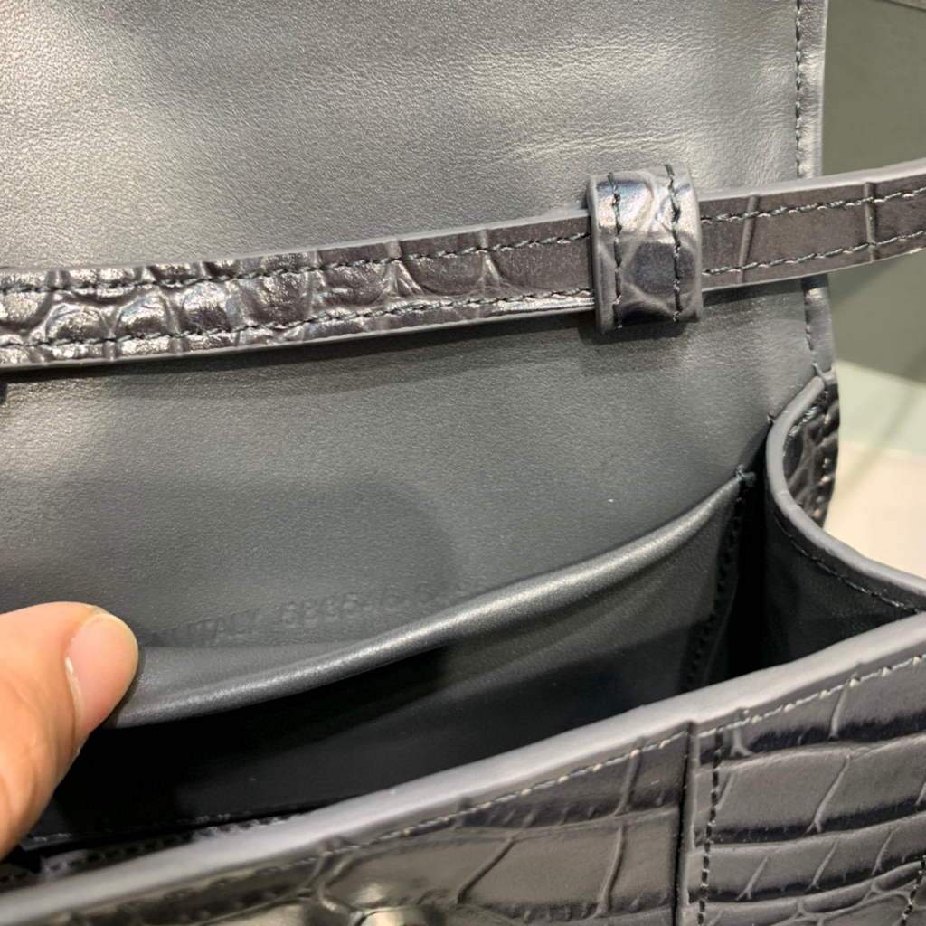 Balenciaga 664676 Harglass Mini Mango superior Crocodile HandBolsa Negro-6