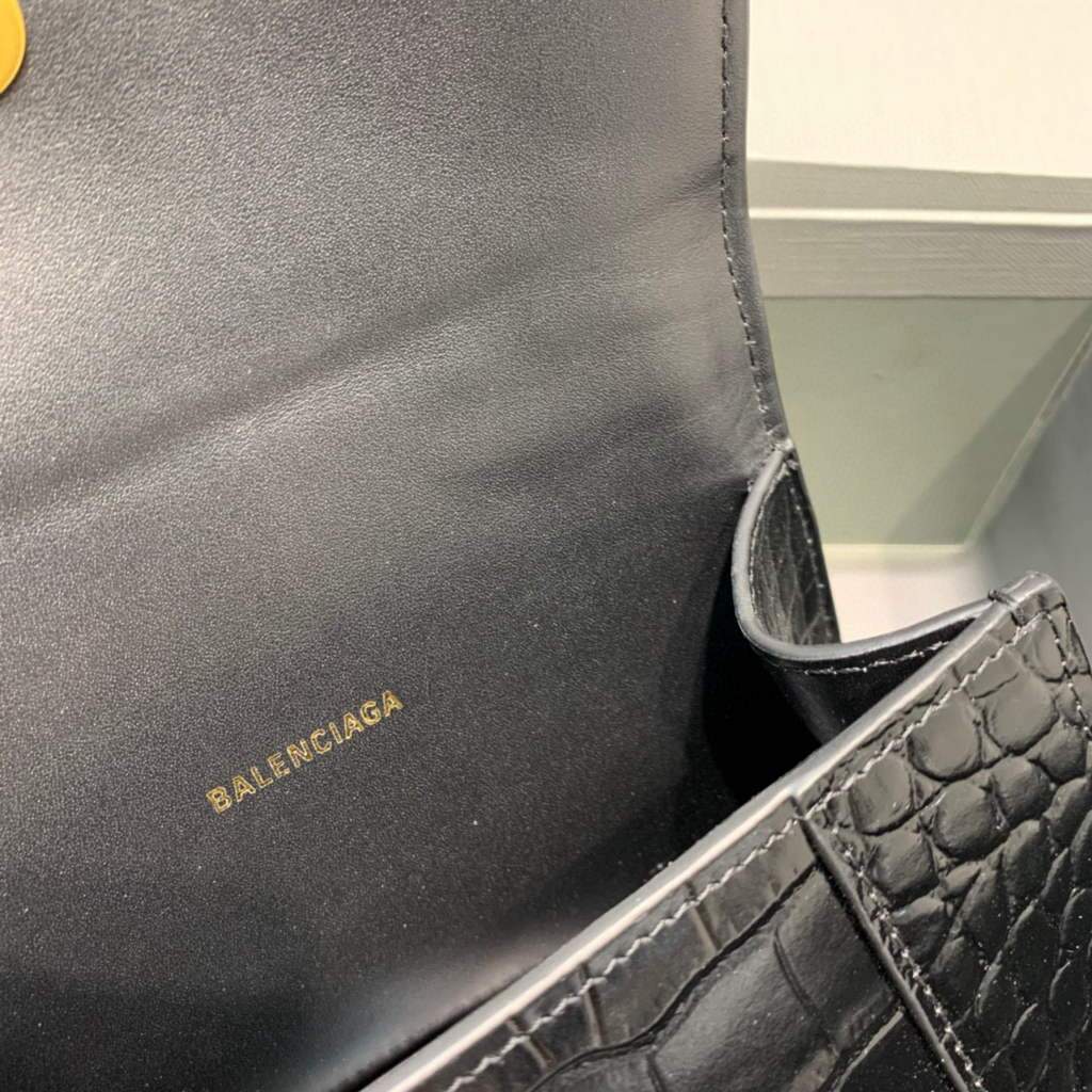 Balenciaga 592833 Hourglass XS Bolsa de mango superior Oro negro-6