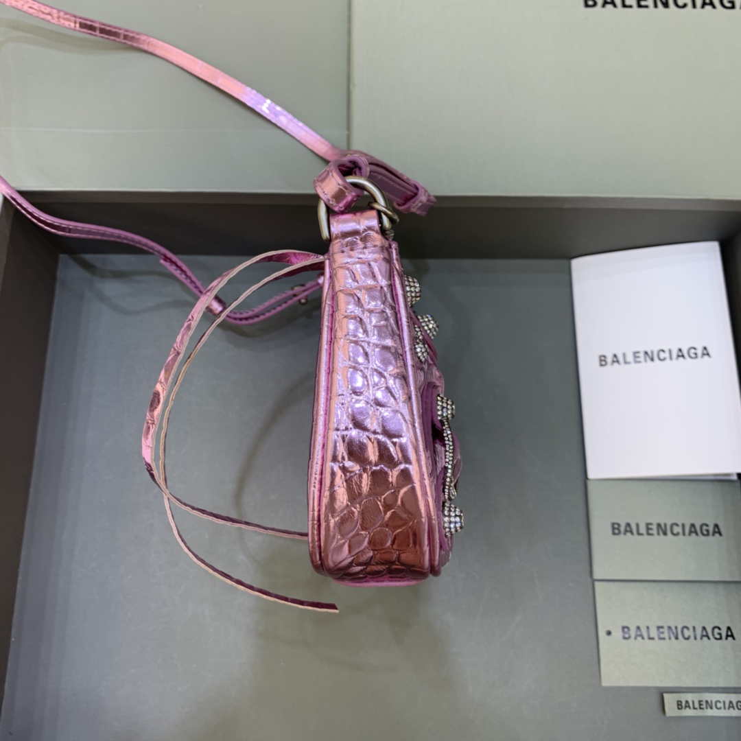 Balenciaga 6940271vg9 Le Cagole Mini Multipouch en Crocodile Pink Sky-1
