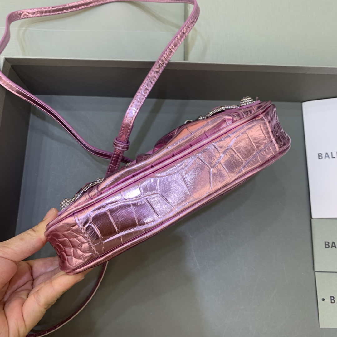 Balenciaga 6940271vg9 Le Cagole Mini Multipouch en Crocodile Pink Sky-2