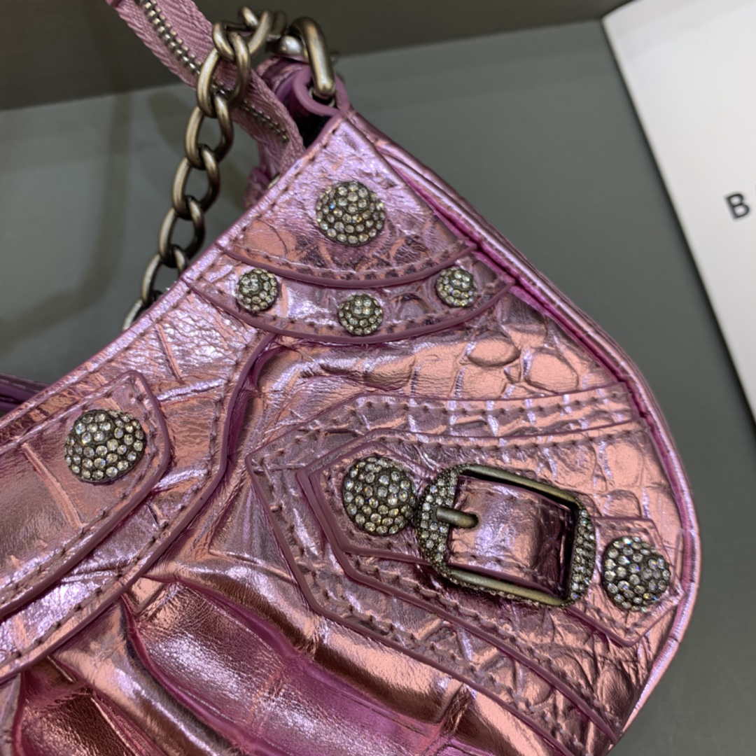 Balenciaga 6940271vg9 Le Cagole Mini Multipouch en Crocodile Pink Sky-3
