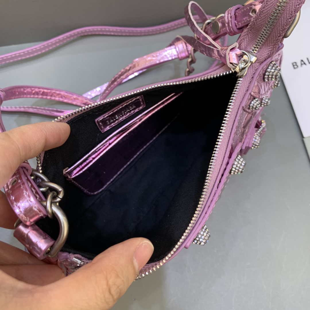 Balenciaga 6940271vg9 Le Cagole Mini Multipouch en Crocodile Pink Sky-4