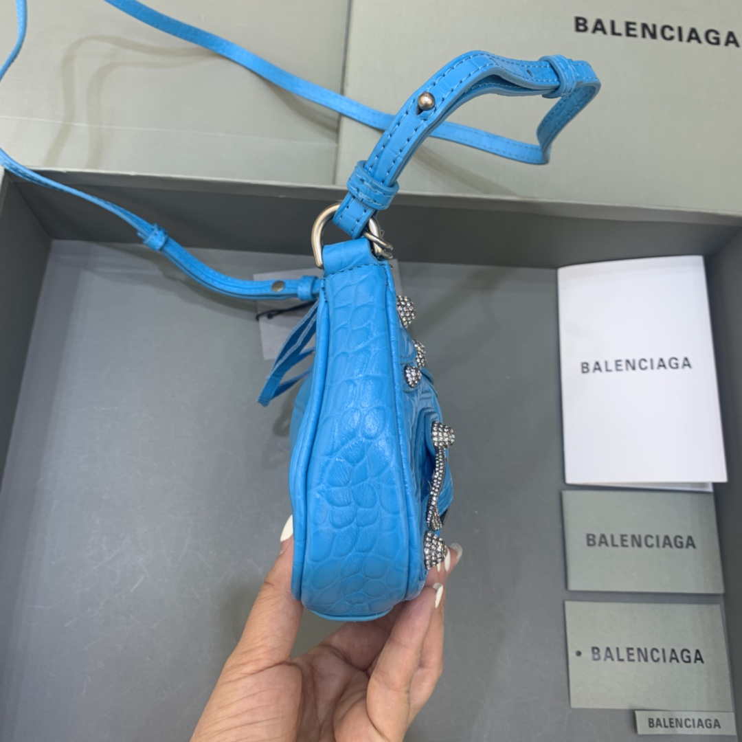 Balenciaga 6940271vg9 le Cagole Mini multipouch en cocodrilo azul-1